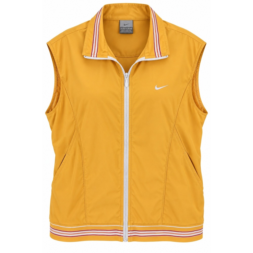 Nike Vintage Full Zip Windbreaker Vest Yellow Orange XXL Womens Retro Swoosh
